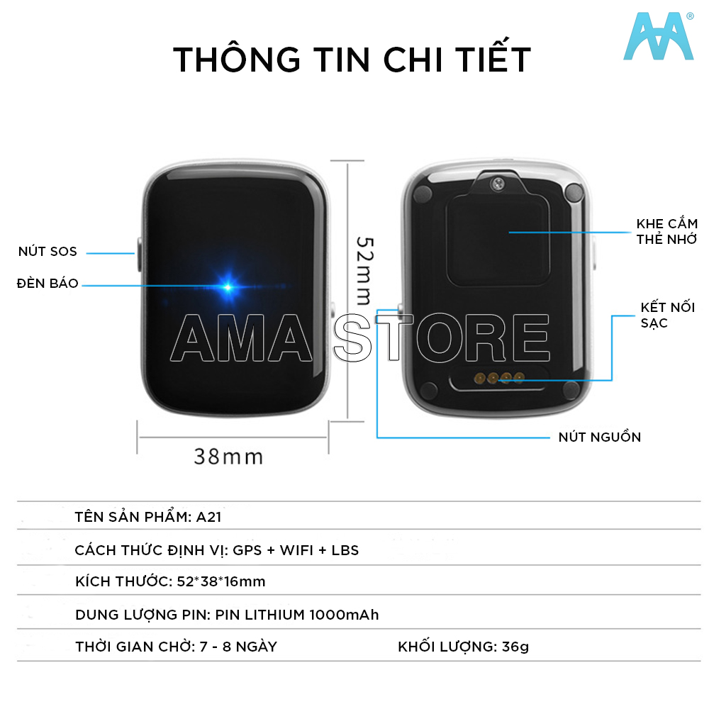 Thiết bị Định vị G.P.S mini A21 Định vị Trẻ em, Người già, Hàng hóa - Hàng nhập khẩu