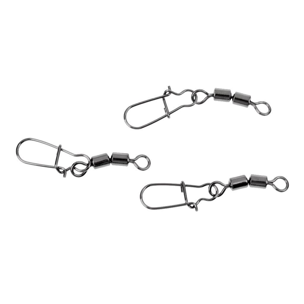 3 Pieces Fishing Bearing Rolling Swivel Metal with Snap Fishhook Fastlock Solid Rings Lure Connector Fish Hook Tackle