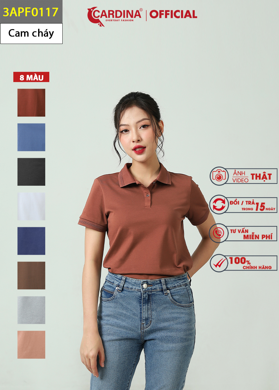 Áo Polo Nữ CARDINA Chất Cotton CVC Cao Cấp Áo Thun Cổ Bẻ Cộc Tay Mềm Mại Thoáng Mát 3APF01