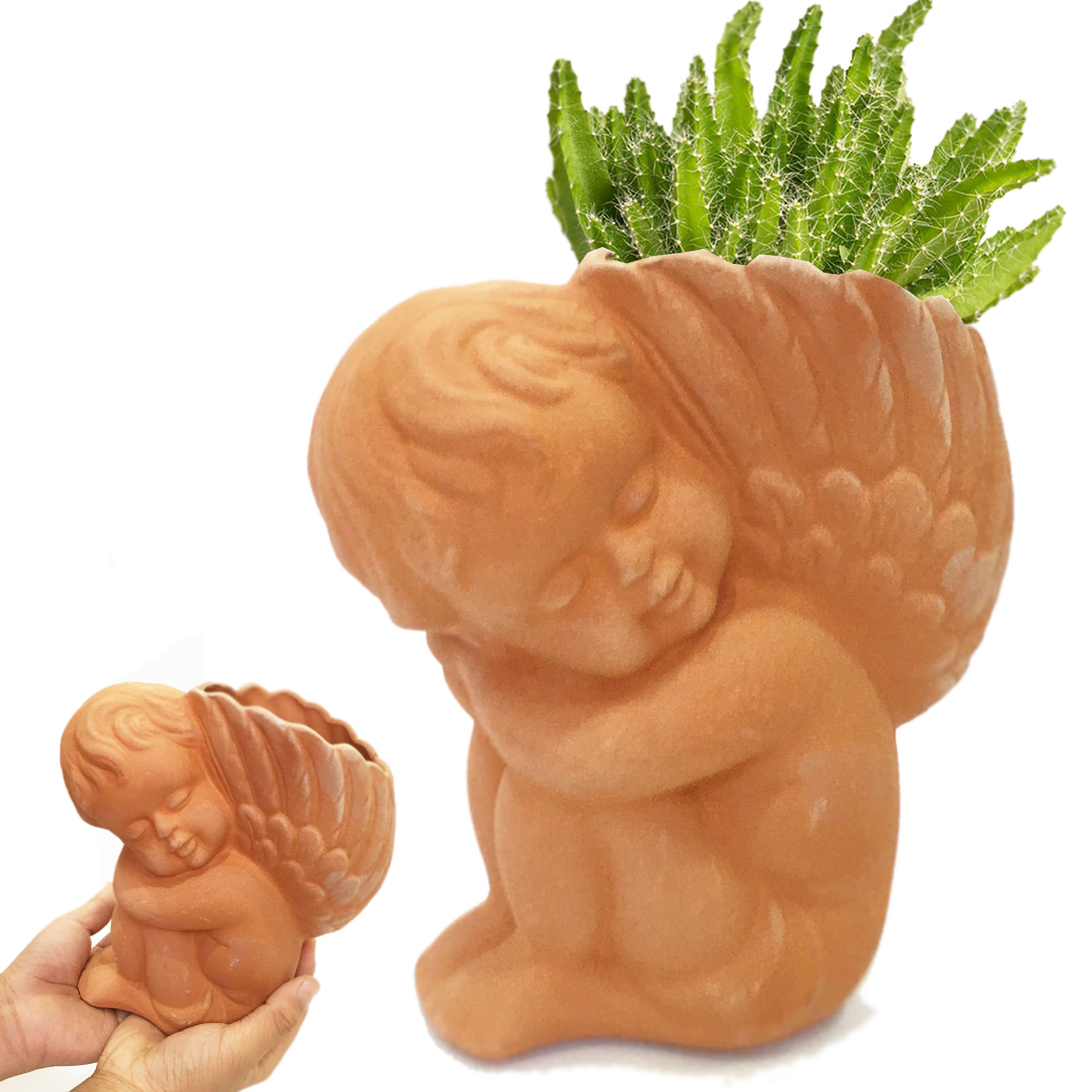 Chậu đất nung Thiên Thần Nhỏ vintage , chậu có lỗ, trồng bonsai, cây cảnh, sen đá, trang trí sân vườn