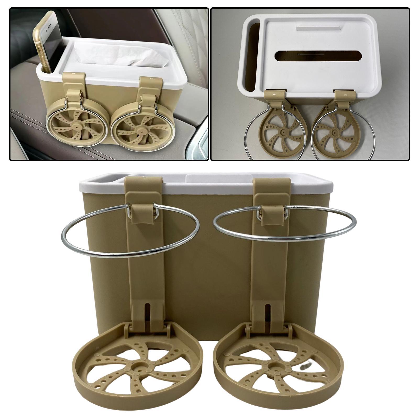 Car Armrest Storage box Cup Holder car Storage for Coffee Beige Yellow