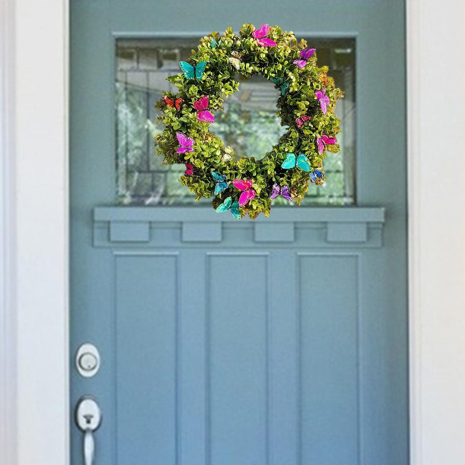 Artificial Spring Summer Wreath Front Door Spring Flower Wreath for Farmhouse Decoration