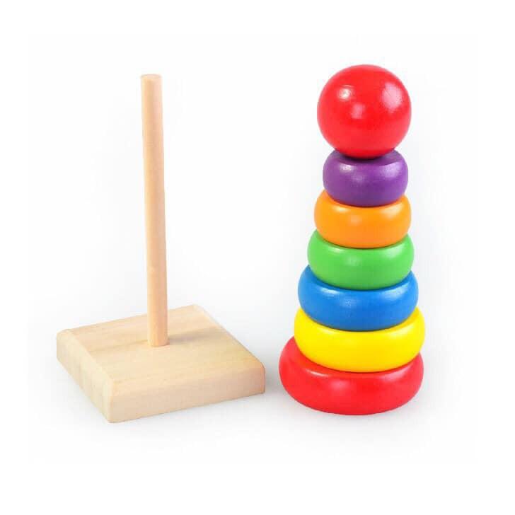 Tháp cầu vồng size nhỏ- Đồ chơi gỗ thông minh