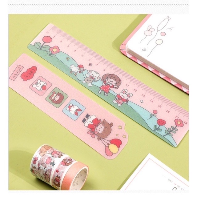 Hộp quà tặng - Washi tape kèm sổ sticker kẹp giấy và giấy note xinh