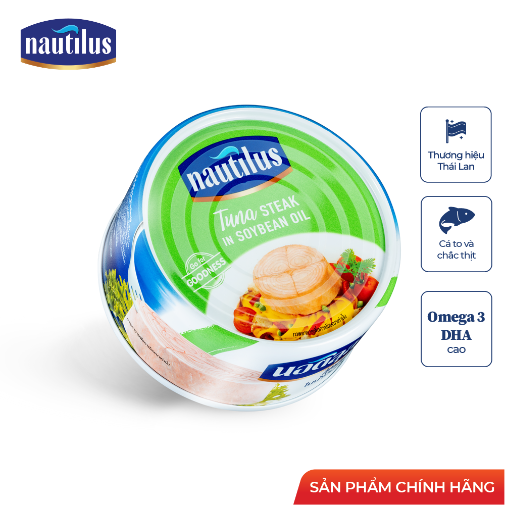 Combo 8 lon Cá Ngừ Nautilus xắt khúc ngâm dầu đậu nành (NK Thái Lan)