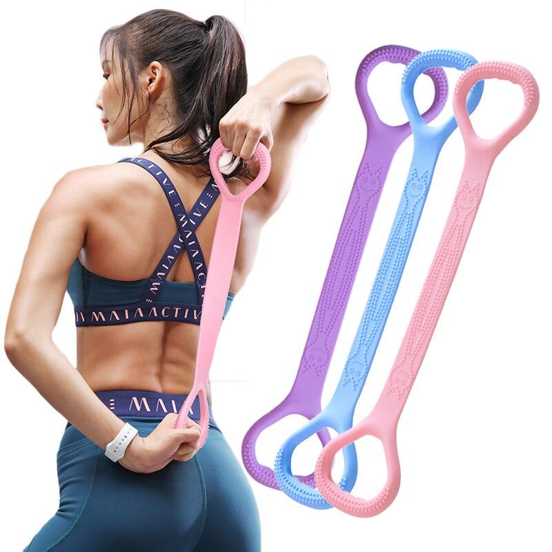 8 Word Yoga Resistance Rubber Bands for Fitness Exercise Elastic Band Bodybuilding Yoga Accessories Portable Fitness Equipment