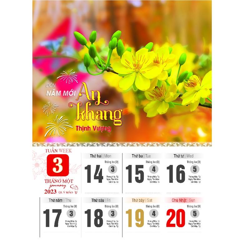 LỊCH TẾT 2023 TREO TƯỜNG 52 TUẦN - VIỆT NAM TƯƠI ĐẸP Lò xo 53 tờ | Size: 30x40 (cm