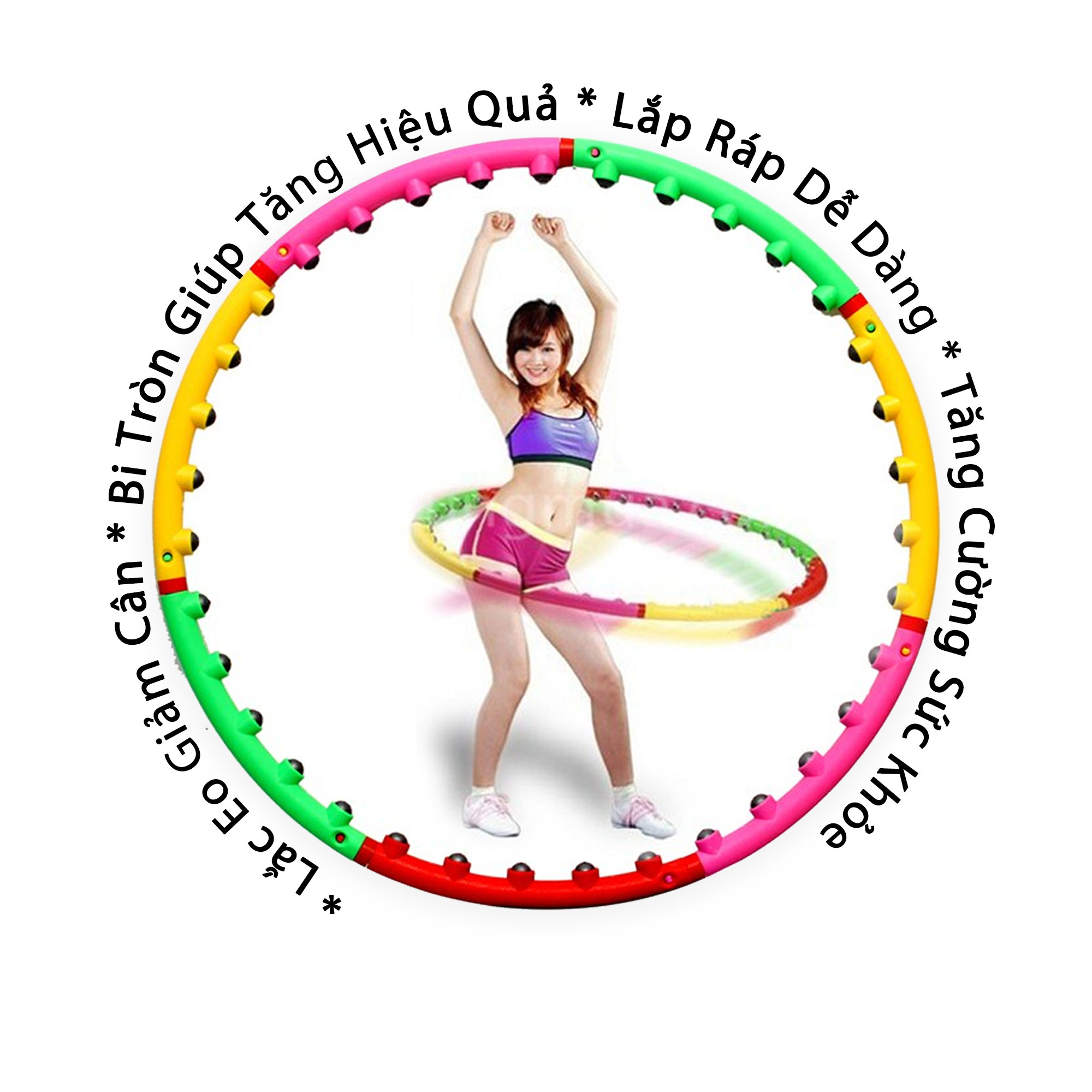 Vòng Lắc Giảm Eo Massage Hoop KhoNCC - Hàng Chính Hãng - Giúp Bạn Có Vòng Eo Lý Tưởng - KDHS-544-VoLa