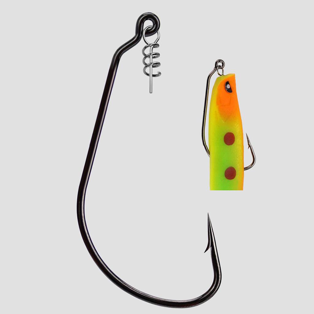 50Pcs Worm Hooks with Box Black Nickel High Carbon Steel Bait Jig Hooks Set