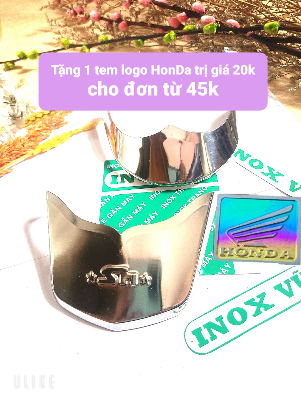 Combo Bộ ốp dè INOX xe SH MODE sản xuất năm 2020 đến 2023 + 1 tem logo Titan Honda giá 1 cặp tại xưởng INOX Vũ