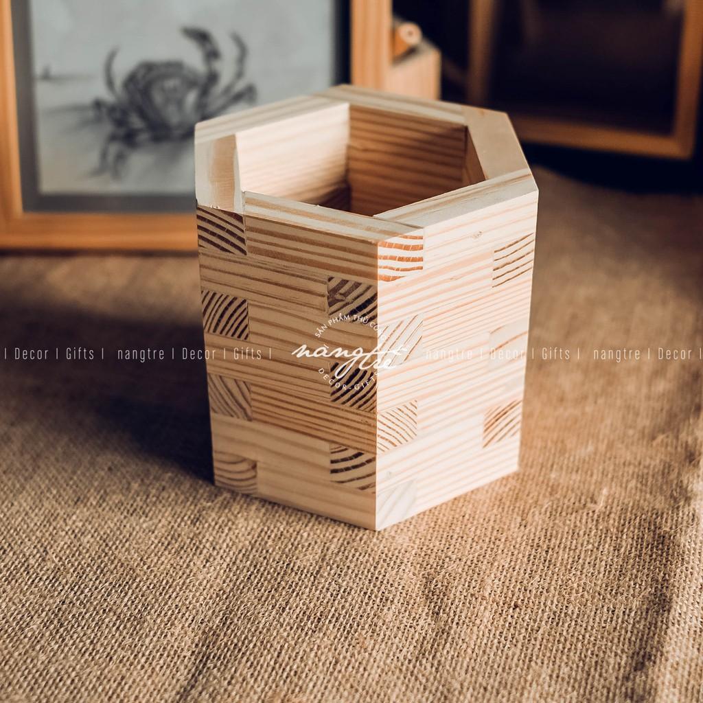 Chậu Hoa Gỗ Ghép - Trang trí bàn làm việc, phòng khách, phòng ngủ, bếp - wooden pots