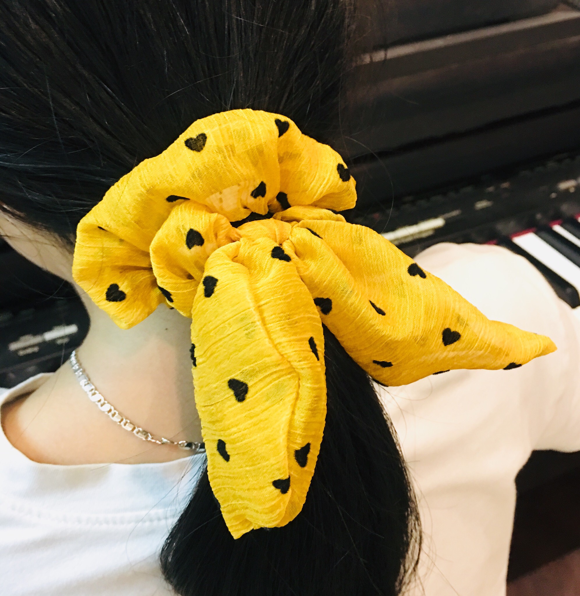 Chun buộc tóc vải/ Cột tóc vả hình nơ xinh HOT HIT COMBO 2 CÁI