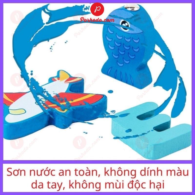 Bộ Bảng Gỗ Câu Cá Gỗ Ghép Hình Học, Chữ Số, Chữ Cái, Phương Tiện Giúp Bé Phát Triển Trí Tuệ TL219004
