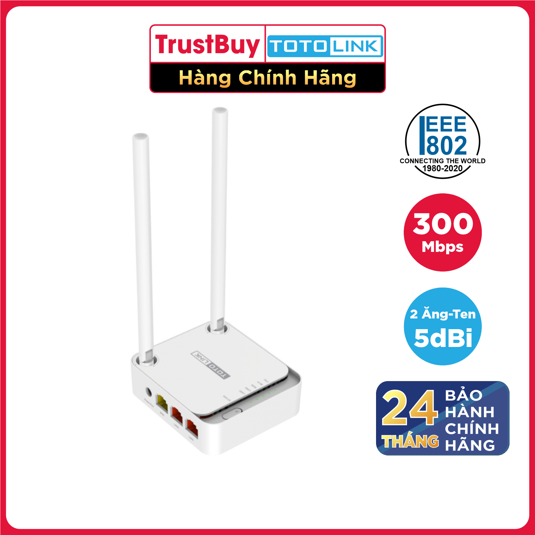 Bộ Router Phát WiFi Chuẩn N Tốc Độ 300Mbps TOTOLINK N200RE_V4/V5 - Hàng Chính Hãng