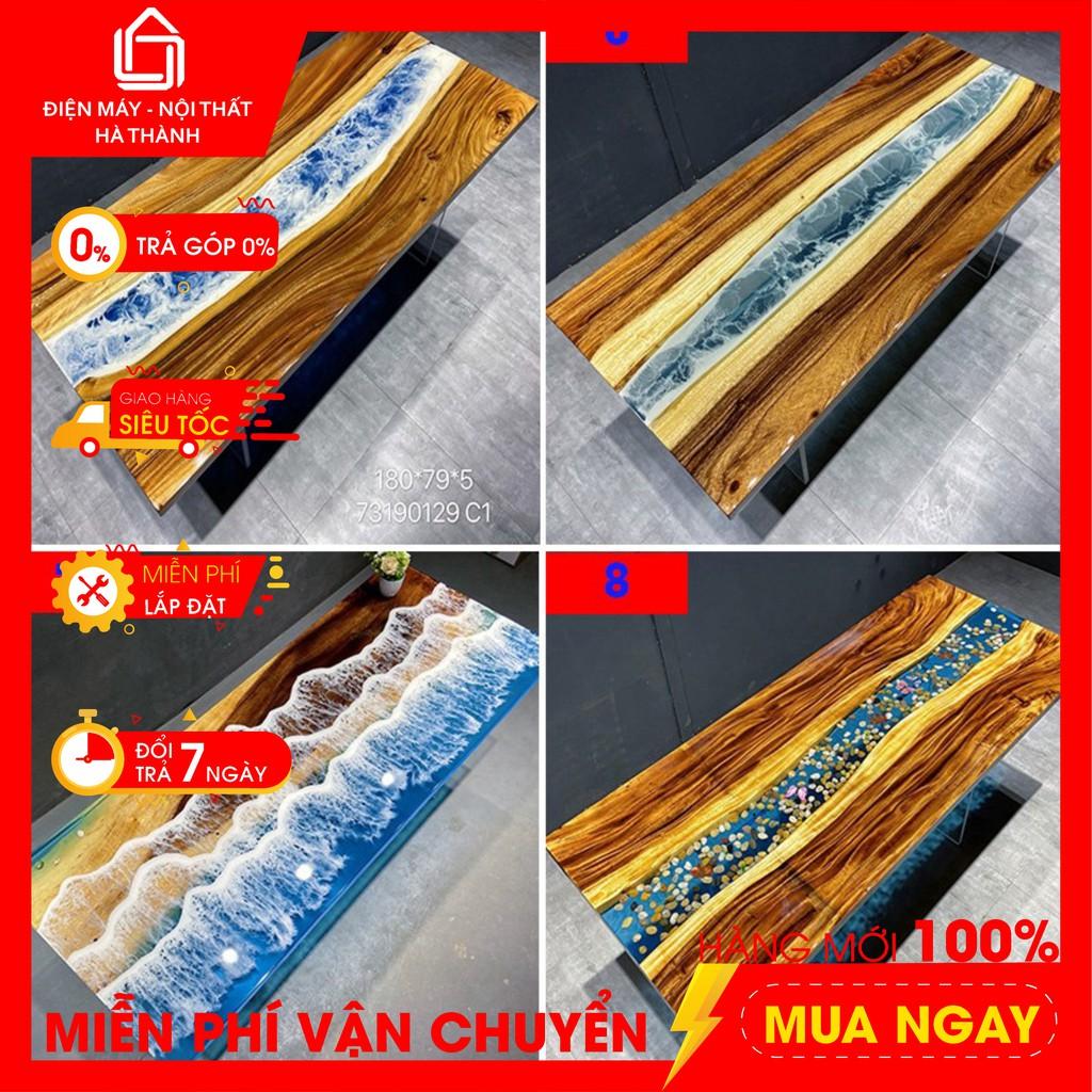 Mặt bàn Resin- Bàn chữ nhật gỗ me tây, Epoxy độc đáo