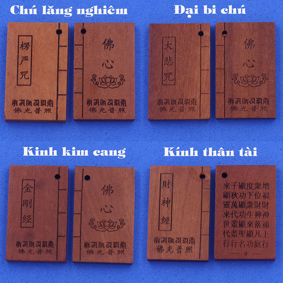 Mặt dây chuyền Kinh kim cang 2 trang kinh sách kèm vòng cổ dây dù