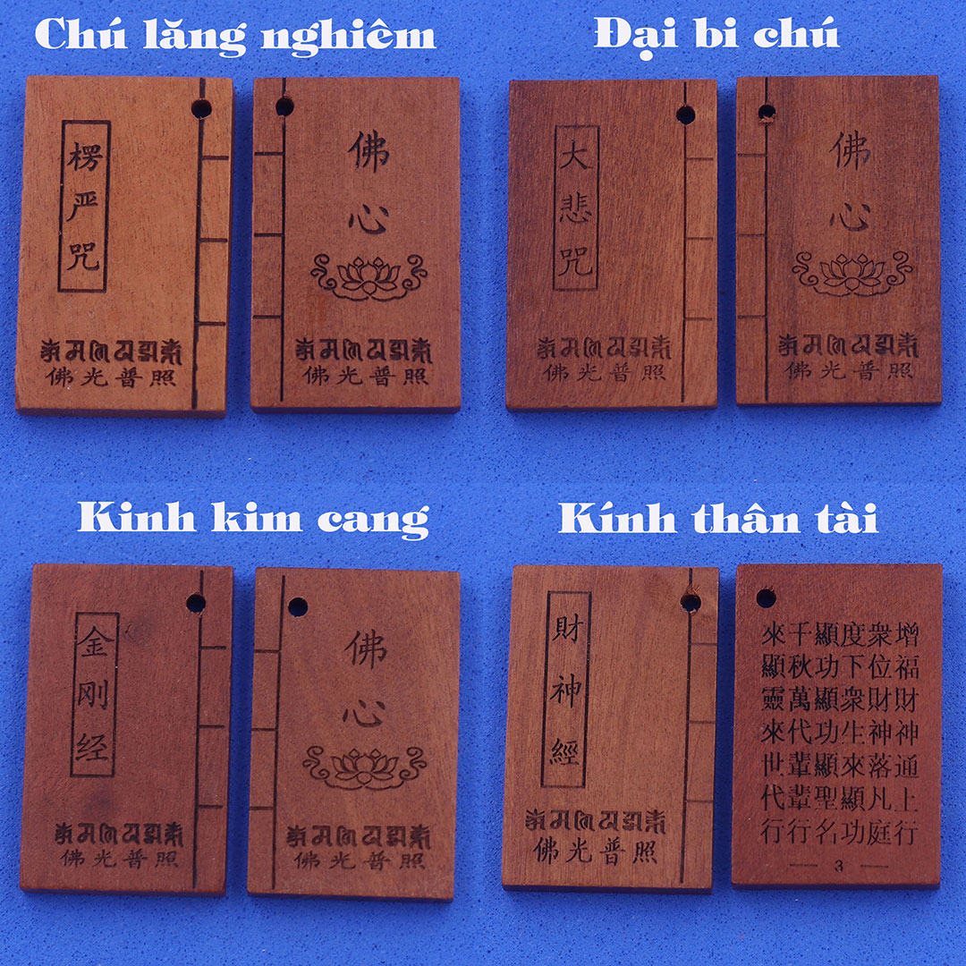 Mặt dây chuyền Kinh kim cang 2 trang kinh sách ( 2.5cm x 4.1cm/ trang ) kèm vòng cổ dây dù