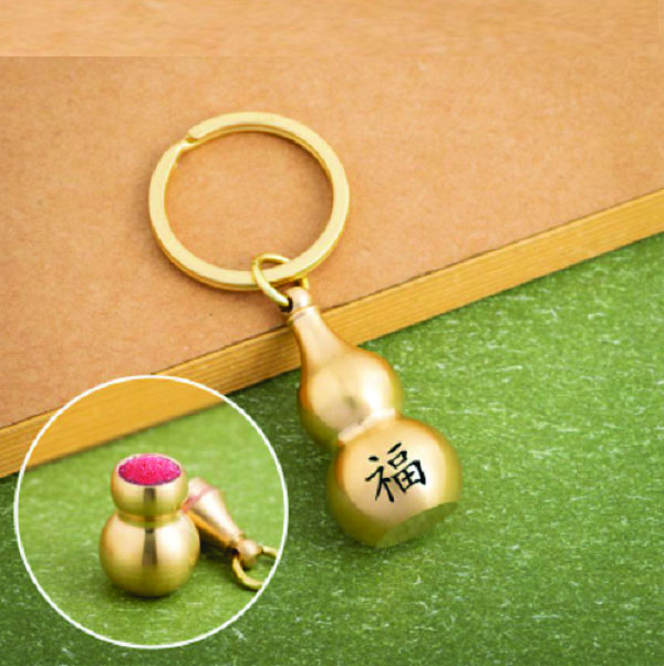 Móc Khoá Hồ Lô Bầu Đồng kèm Chu sa 31mm