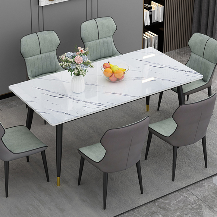 Bàn ăn hiện đại 1m4 Mặt Kính Vân đá Cao cấp - Bàn Ăn 1m4 đa năng sang trọng Chân kim loại bền đẹp BGA027 Giao màu ngẫu nhiên