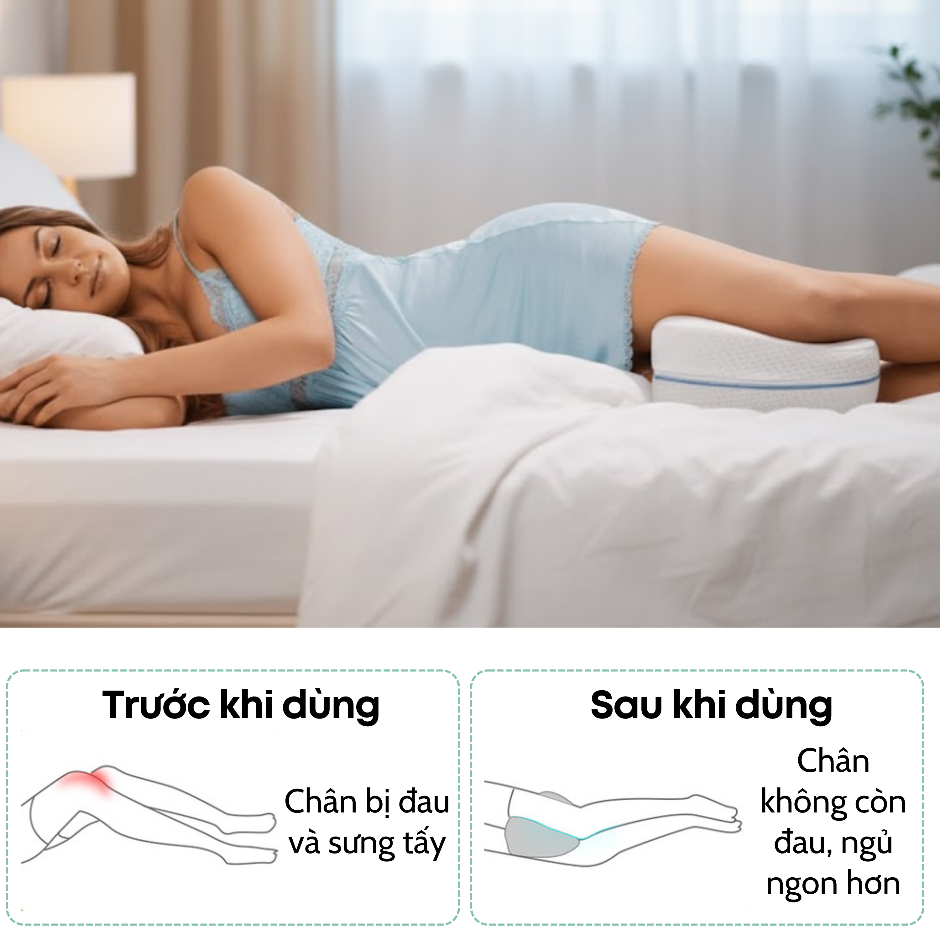 Gối Gác Chân LEGAXI Bằng Cao Su Non Thiết Kế Công Thái học Chống Đau Mỏi Chân Đau Lưng Giúp Ngủ Ngon