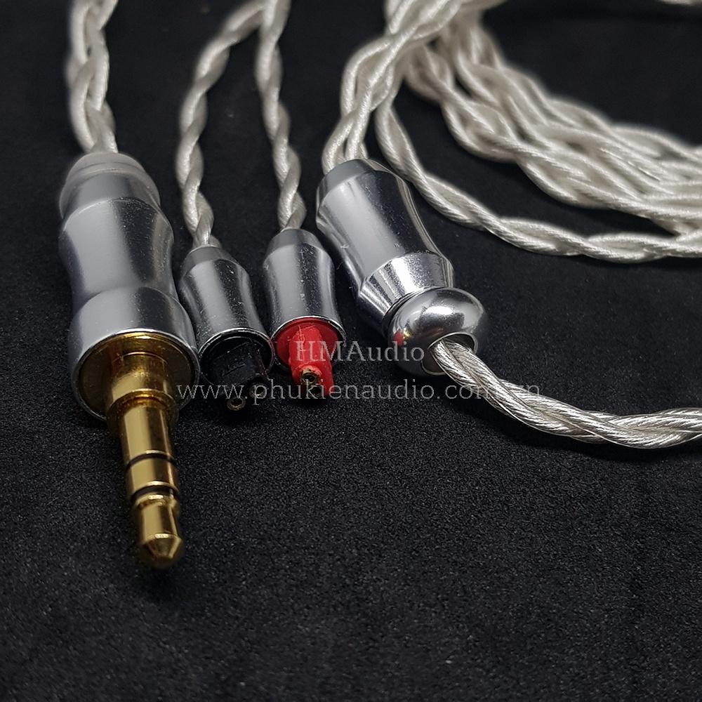 Dây tai nghe đồng mạ bạc OFC 1.2mm tết 4 - Connector ATH IM01/02/03 IM50/ IM70