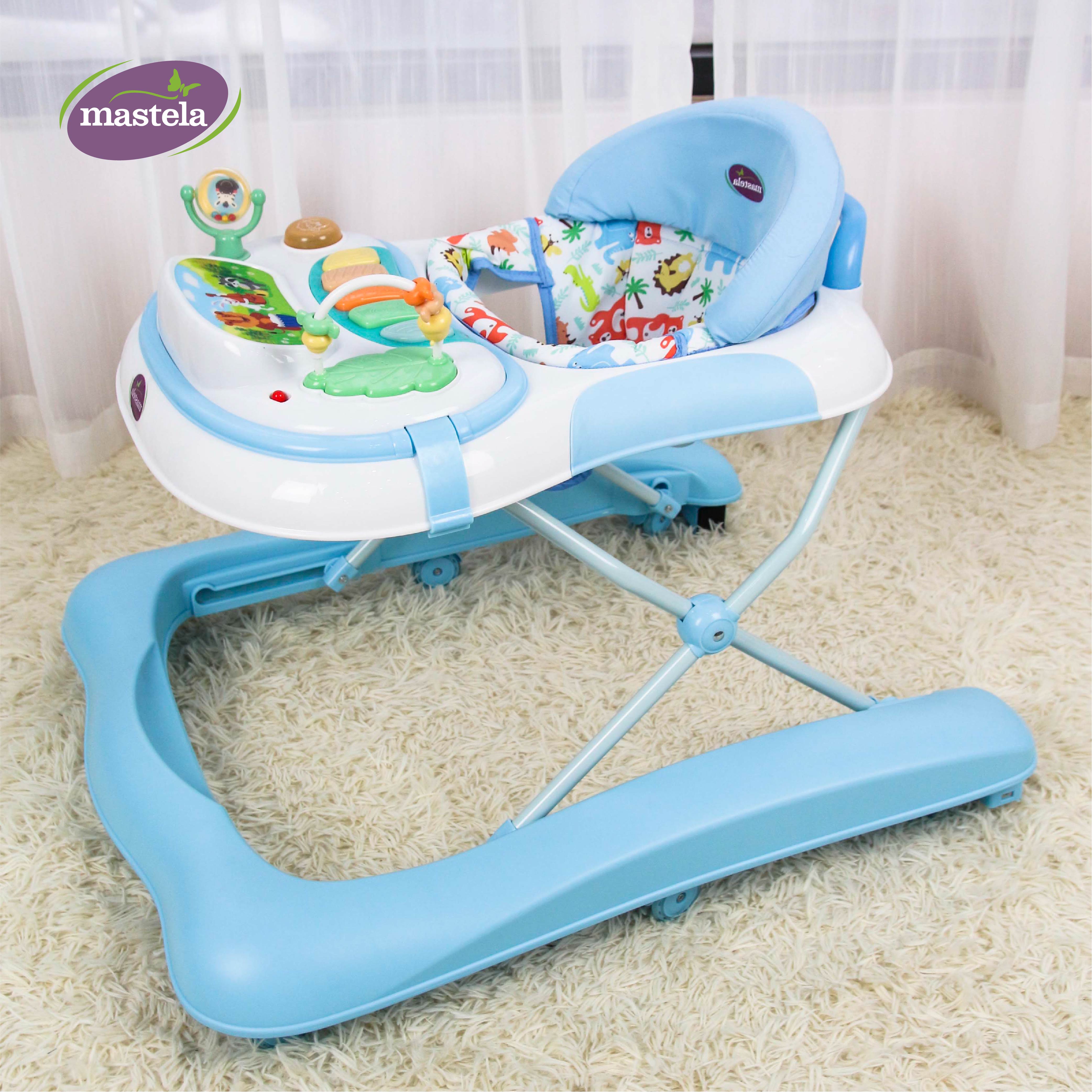 Xe tập đi cho bé Mastela W1123 - Xe tập đi đa năng kèm đồ chơi và nhạc với thiết kế chữ U nâng hạ độ cao và bánh xe cao su hãm đà Tiêu chuẩn JIS Nhật Bản