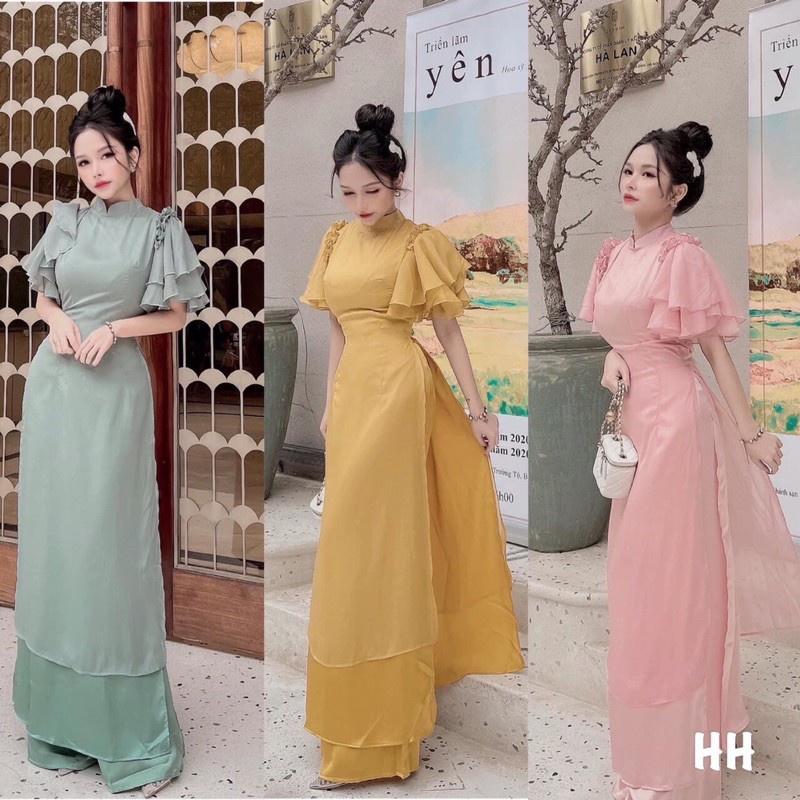 Áo Dài , Áo Dài Cách Tân Tay Bèo Vải Lụa cao cấp mã A3