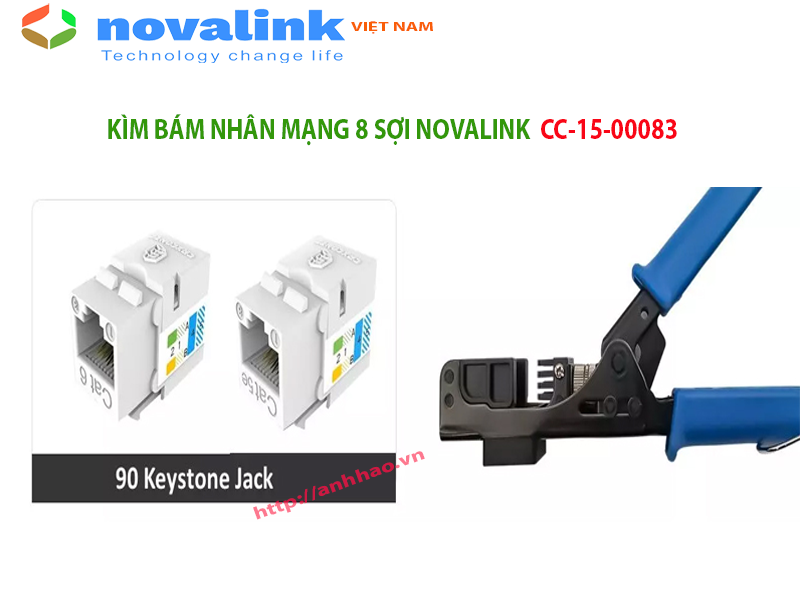 Kìm bấm nhân mạng 8 sợi Novalink CC-15-00083 - Bấm 1 lần 8 sợi dây vào nhân mạng cùng lúc, dùng cho nhân mạng 90 độ - Hàng chính hãng