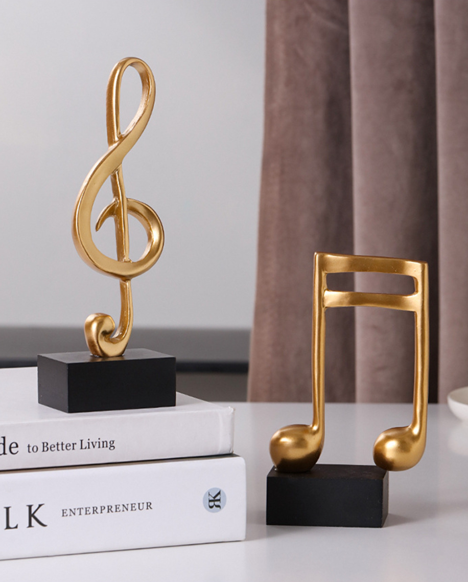 Mô hình 3 nốt nhạc, khoá sol mạ đồng trang trí đàn Piano, đồ decor trang trí nội thất tủ kệ , bàn làm việc - Hàng chính hãng