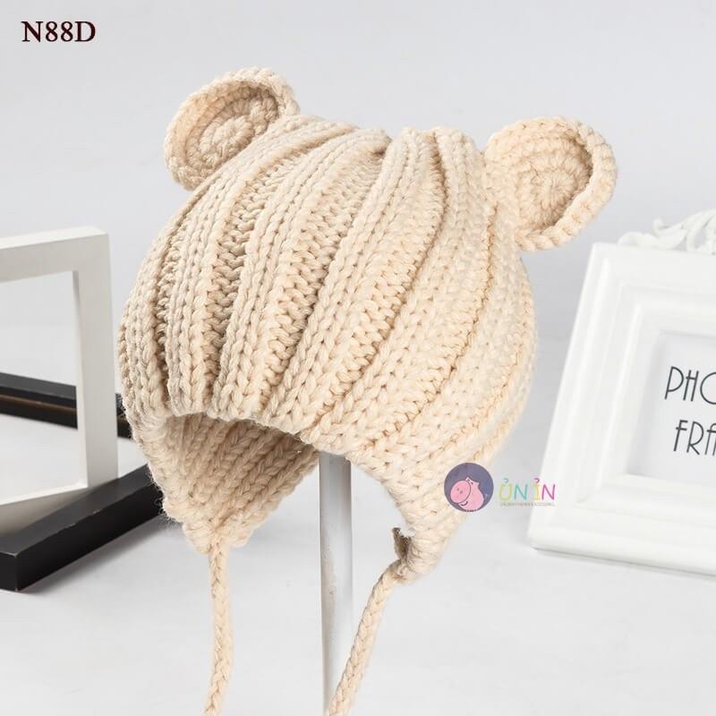 Sỉ mũ len tai gấu cho bé 1- 3 tuổi - nhiều màu