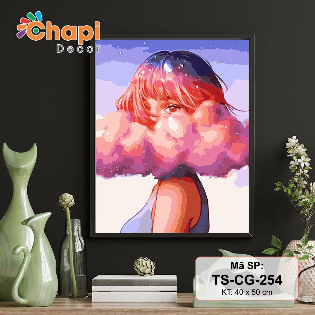 Tranh sơn dầu số hóa tự tô Cô Gái Tóc Mây Size 40x50cm căng khung sẵn