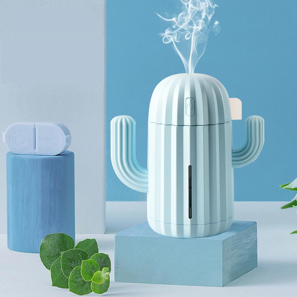 340ML Xương Rồng Máy Tạo Độ Ẩm Không Khí USB Siêu Âm Thời Gian Xông Phòng Máy Khuếch Tán Tinh Dầu Phun Sương Tạo Phun Sương Tạo Ẩm Hình Ếch Con Mini Có Đèn LED
