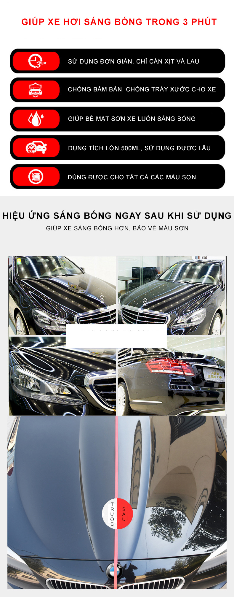 Bình Xịt Phủ Sơn Đánh Bóng Xe Máy, Xe Hơi - Bình Xịt Bảo Vệ Sơn Xe Hơi Cao Cấp - Nano 9H - Dung Tích 500ml