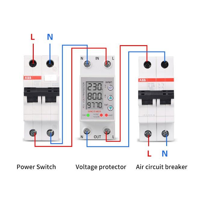 Công Tơ Hiển Thị Bảo Vệ Lỗi Điện Áp Và Dòng Điện 1 Pha 80A VP-977