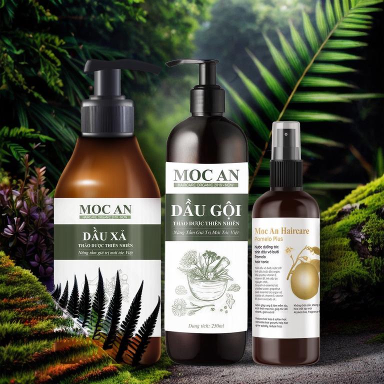 Combo Dầu Gội Thảo Dược Dầu Xả Dừa Bưởi Non Xịt Tinh Dầu Vỏ Bưởi Da Xanh Mộc Ân Haircare