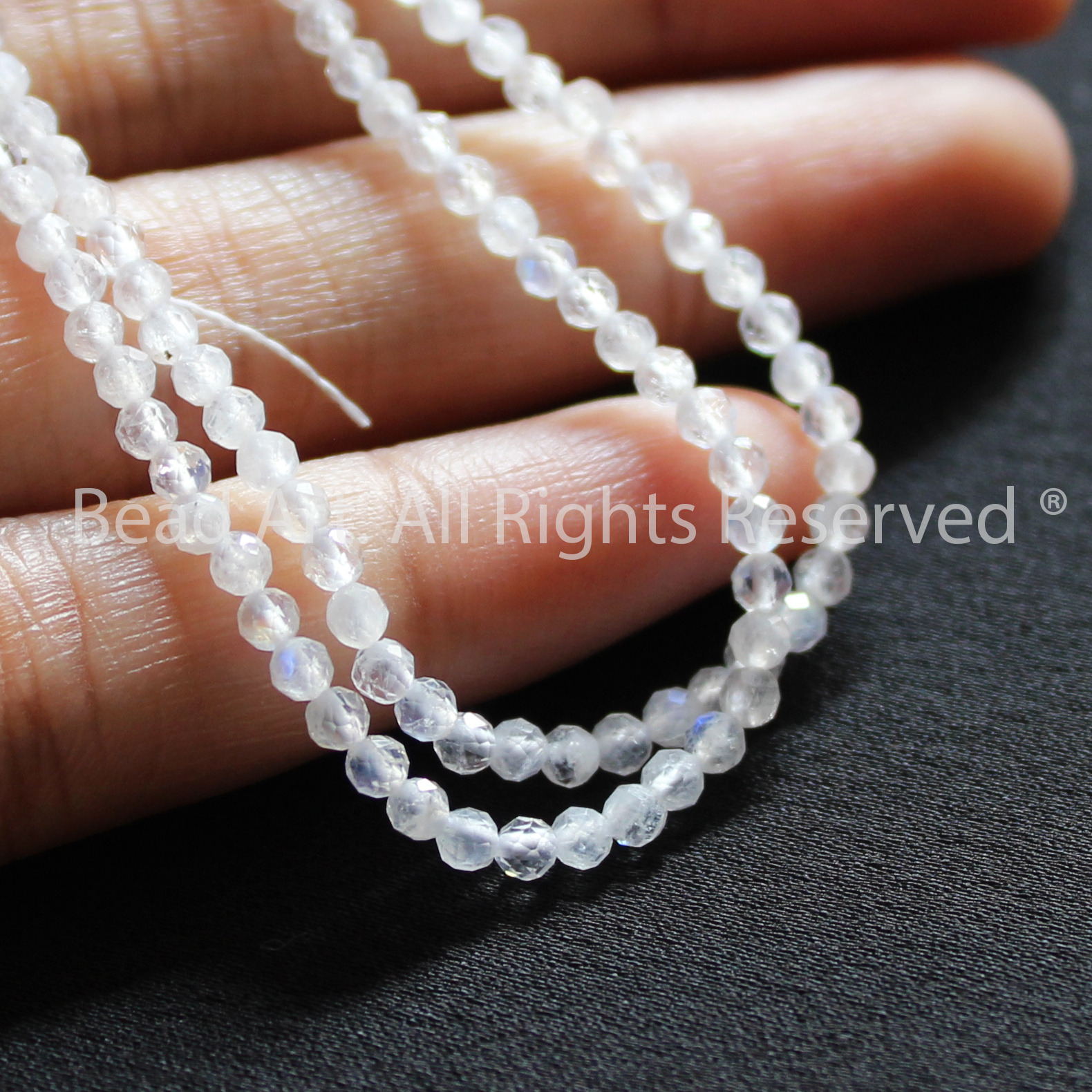 3MM Đá Moonstone Giác Cắt Loại A, Mặt Trăng, Tự Nhiên Ánh Cầu Vồng, Đá Phối Vòng Tay Phong Thuỷ, Chuỗi Hạt, Mệnh Kim, Thuỷ - Bead Art