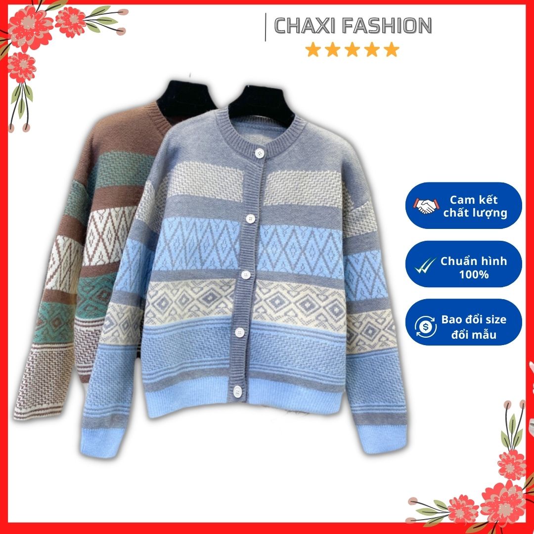 Áo khoác len nữ cardigan họa tiết thổ cẩm ulzzang - DL66186 - Hàng Quảng Châu cao cấp