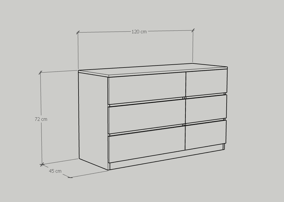 [Happy Home Furniture] OLA, Tủ đựng đồ 6 ngăn kéo, 120cm x 45cm x 72cm ( DxRxC), THK_090