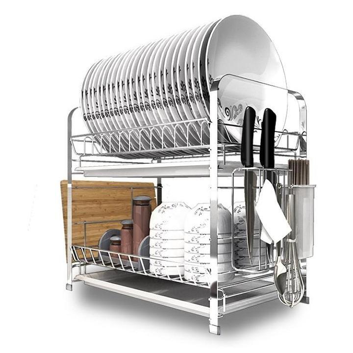 Kệ úp bát đĩa 2 tầng, chất liệu inox, kích thước 49x25x38cm, Giá để bát tiện lợi
