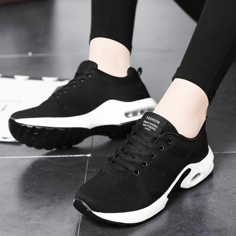 Giày tennis Phụ nữ giày thể thao thoải mái Mesh Lace-Up Outdoor Gyor Sport Giày thể thao không trượt. Color: 1727-1woman flats PP Shoe Size: 4.5
