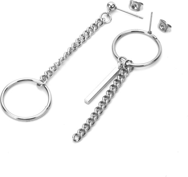 Bông tai nam vòng tròn không đối xứng nổi bật, tinh tế