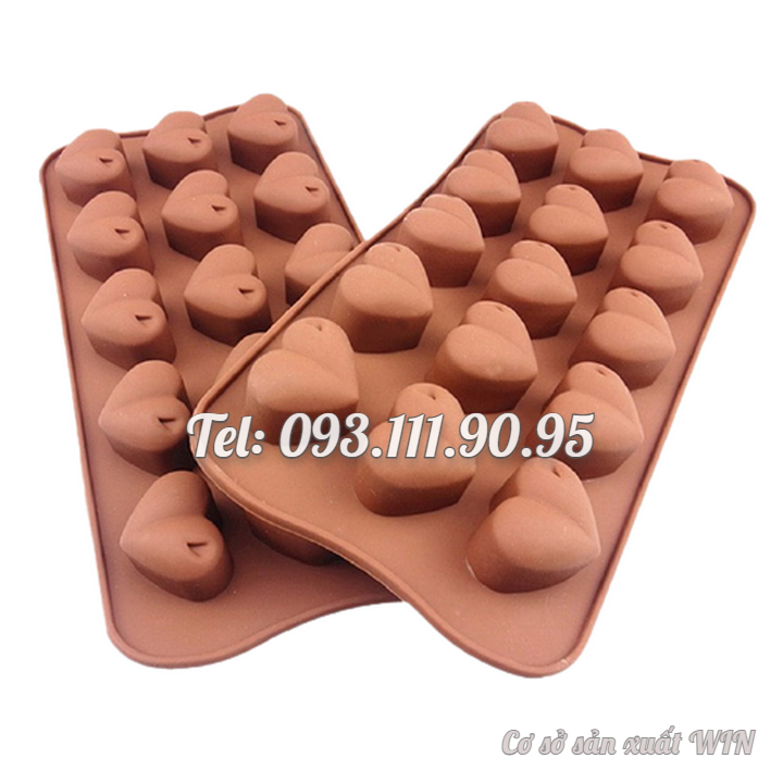 Khuôn silicon làm bánh, rau câu, socola 15 trái tim – Mã số 1531