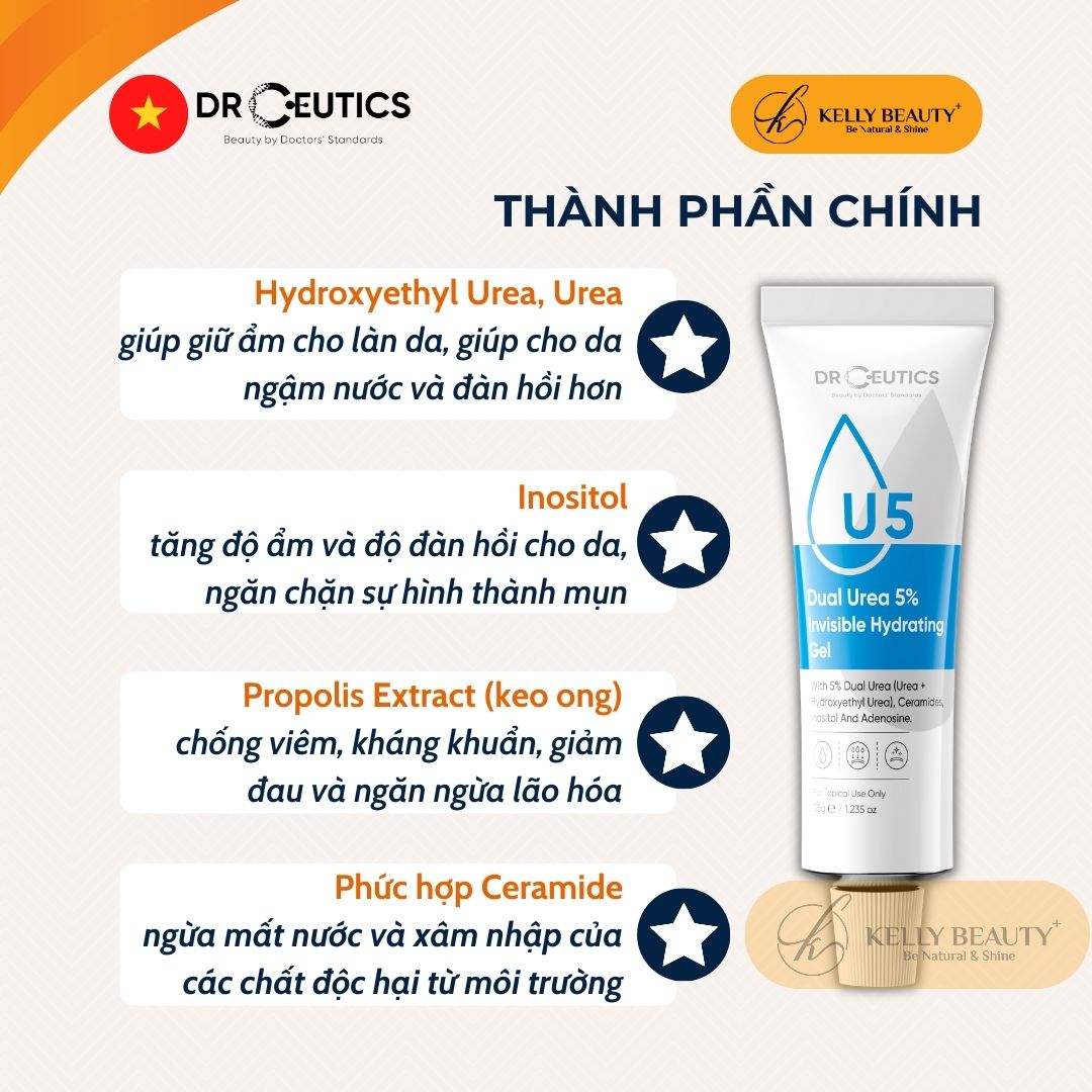 Gel Cấp Ẩm DrCeutics Dual Urea 5% Invisible Hydrating Gel - Giúp Da Căng Mịn, Cân Bằng Dầu Nhờn - Kelly Beauty