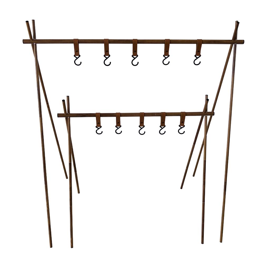 Collapsible Camping Hanging Rack Portable Cookware Hanger Stand Rack Storage Organizer with Hooks for BBQ and Picnics