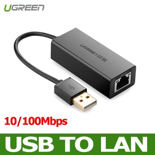 Cáp USB to Lan 2.0 cho Macbook, pc, laptop hỗ trợ Ethernet 10/100 Mbps chính hãng Ugreen 20254