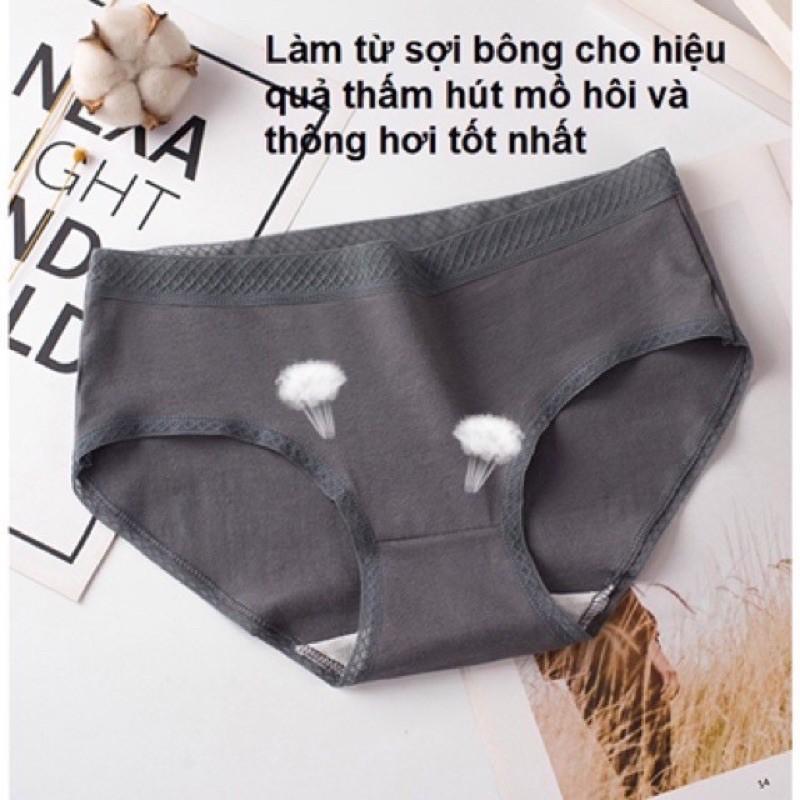 Quần Lót Nữ Cotton Y Tế Phối Cạp Ren Lưới, Diệt Khuẩn combo 10