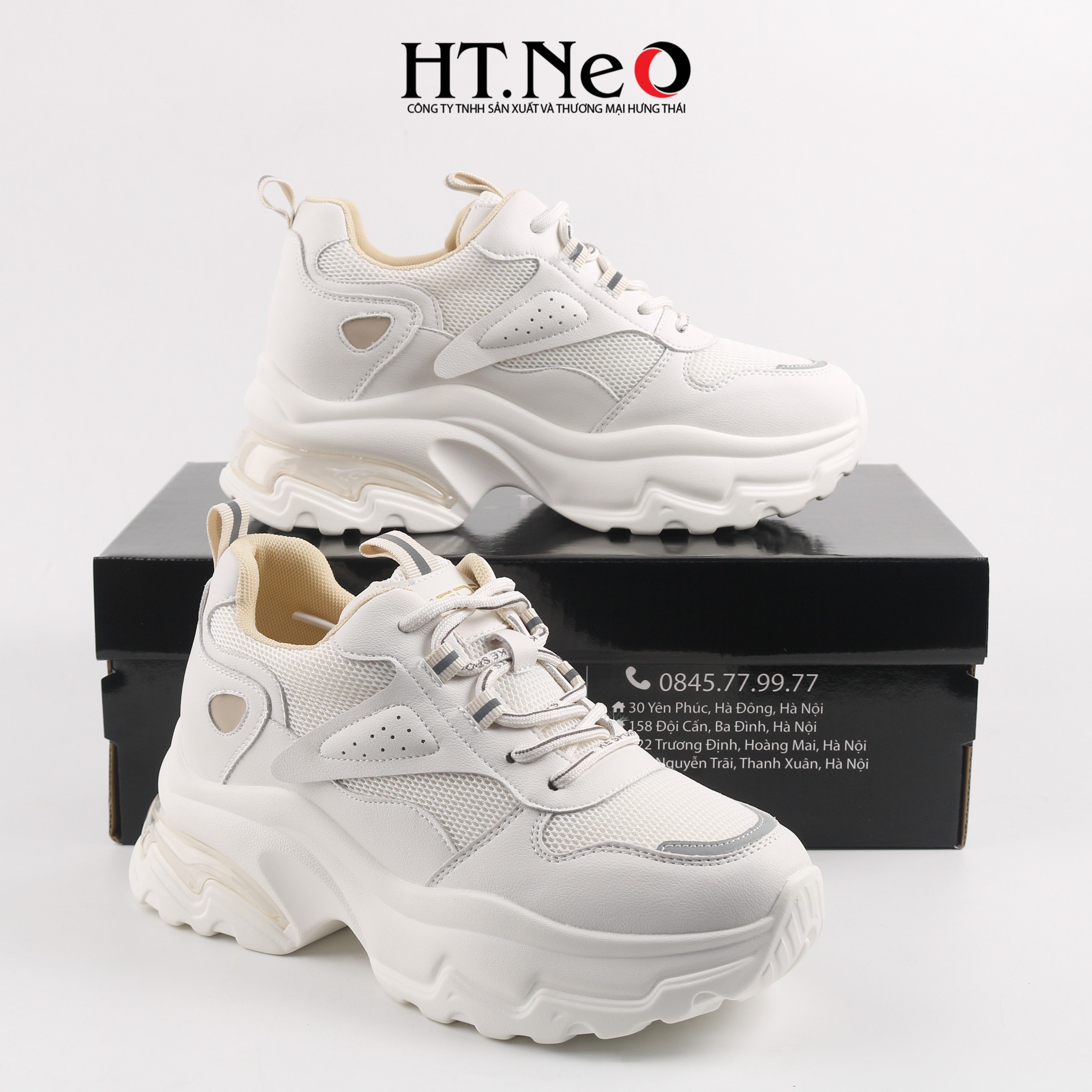 Giày thể thao, giày sneaker nữ đế cao su đúc, đế cao, chất liệu da kết hợp vải lưới, kiểu dáng trẻ trung, đi êm chân, thoải mái TTN17