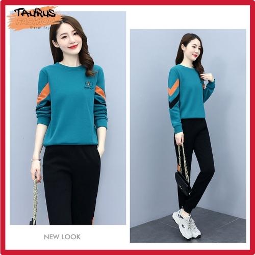 Bộ Thể Thao Tay Dài Nữ, Thun Cotton TAURUS FASHION, Áo Bo Gấu Giấu bụng, Che Khuyết Điểm, Tôn Dáng