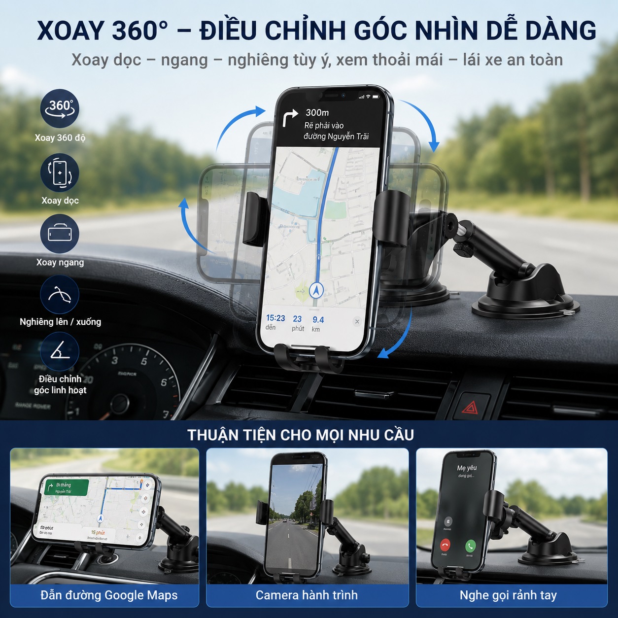 Giá đỡ điện thoại sạc không dây Qi cho xe hơi ô tô 2in1 Kẹp khe gió + chân không hiệu Choetech T536 Xoay 360 iPhone Samsung Oppo - Kẹp Trọng Lực Tự Động, Xoay 360°, Kẹp Khe Gió Chữ L Hoặc Dán Taplo - hàng nhập khẩu