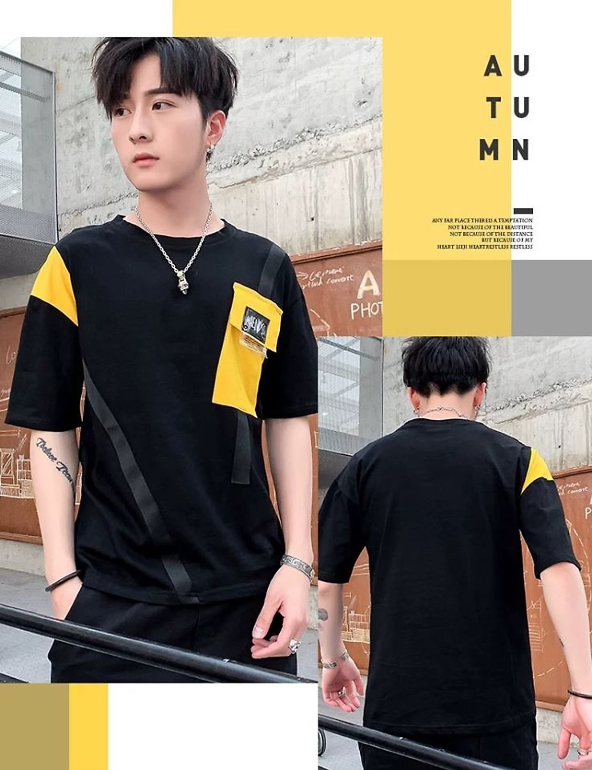 Áo thun Nam tay lỡ có túi trẻ trung chất vải cotton cao cấp dễ phối đồ phù hợp với thời trang hiện này HOT TREND